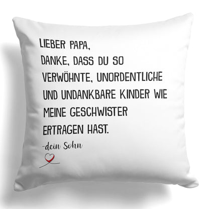 22Feels® Papa Geschenk von Sohn - Kissen mit Spruch (Weiss 40x40cm)-Kissen Weiss 40x40-22Feels