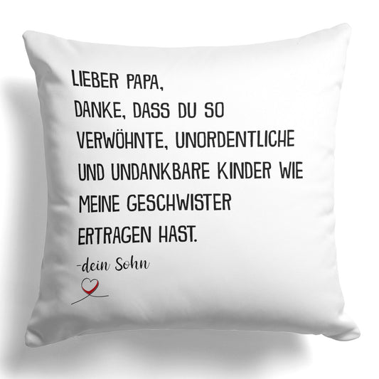 22Feels® Papa Geschenk von Sohn - Kissen mit Spruch (Weiss 40x40cm)-Kissen Weiss 40x40-22Feels