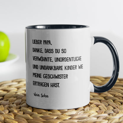 22Feels® Papa Geschenk von Sohn - Tasse mit Spruch (Weiss-Schwarz, 320ml)-TwoTone Tasse Weiss-Schwarz 320ml-22Feels