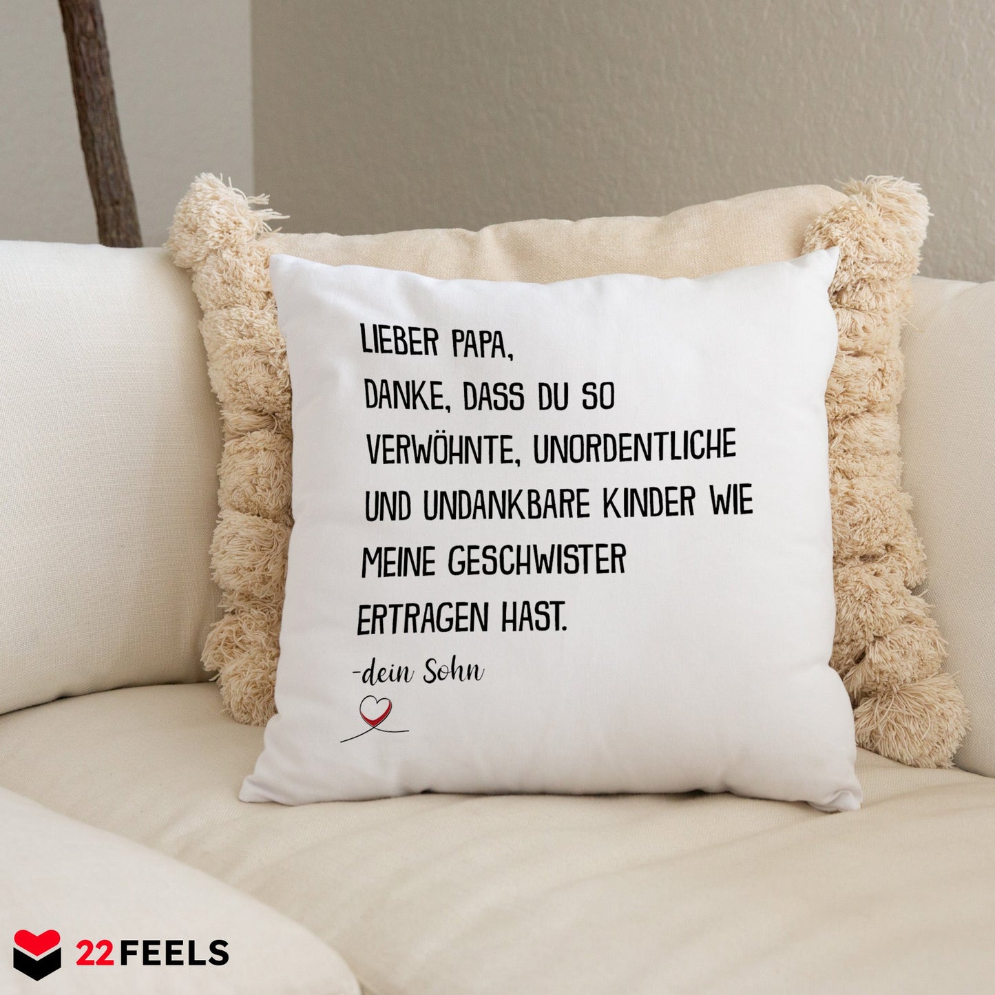 22Feels® Papa Geschenk von Sohn - Kissen mit Spruch (Weiss 40x40cm)-Kissen Weiss 40x40-22Feels