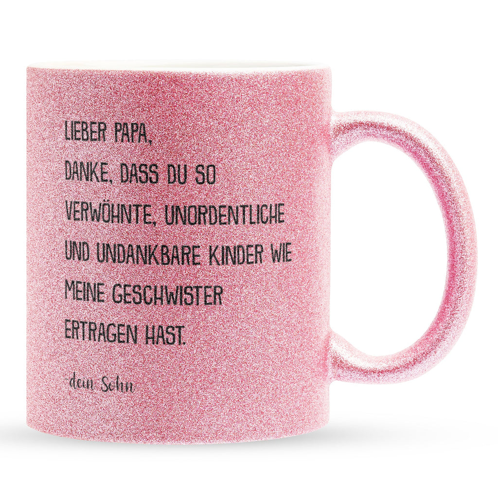 22Feels® Papa Geschenk von Sohn - Glitzertasse mit Spruch (Pink, 320ml)-Glitzertasse Pink 320ml-22Feels