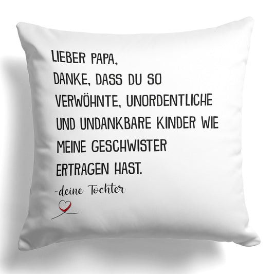 22Feels® Papa Geschenk von Tochter - Kissen mit Spruch (Weiss 40x40cm)-Kissen Weiss 40x40-22Feels