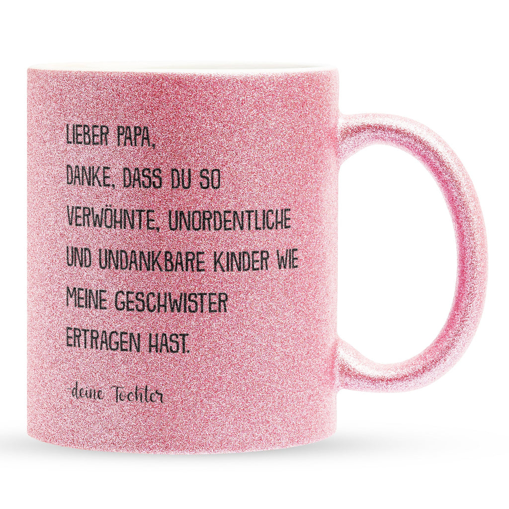 22Feels® Papa Geschenk von Tochter - Glitzertasse mit Spruch (Pink, 320ml)-Glitzertasse Pink 320ml-22Feels