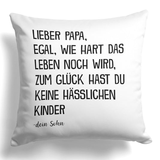 22Feels® Papa Geschenk von Sohn - Kissen mit Spruch (Weiss 40x40cm)-Kissen Weiss 40x40-22Feels
