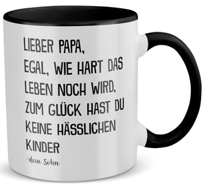 22Feels® Papa Geschenk von Sohn - Tasse mit Spruch (Weiss-Schwarz, 320ml)-TwoTone Tasse Weiss-Schwarz 320ml-22Feels