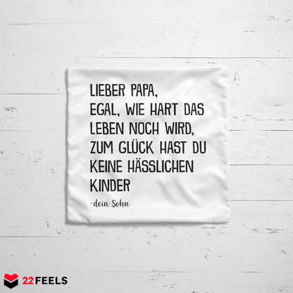 22Feels® Papa Geschenk von Sohn - Kissen mit Spruch (Weiss 40x40cm)-Kissen Weiss 40x40-22Feels