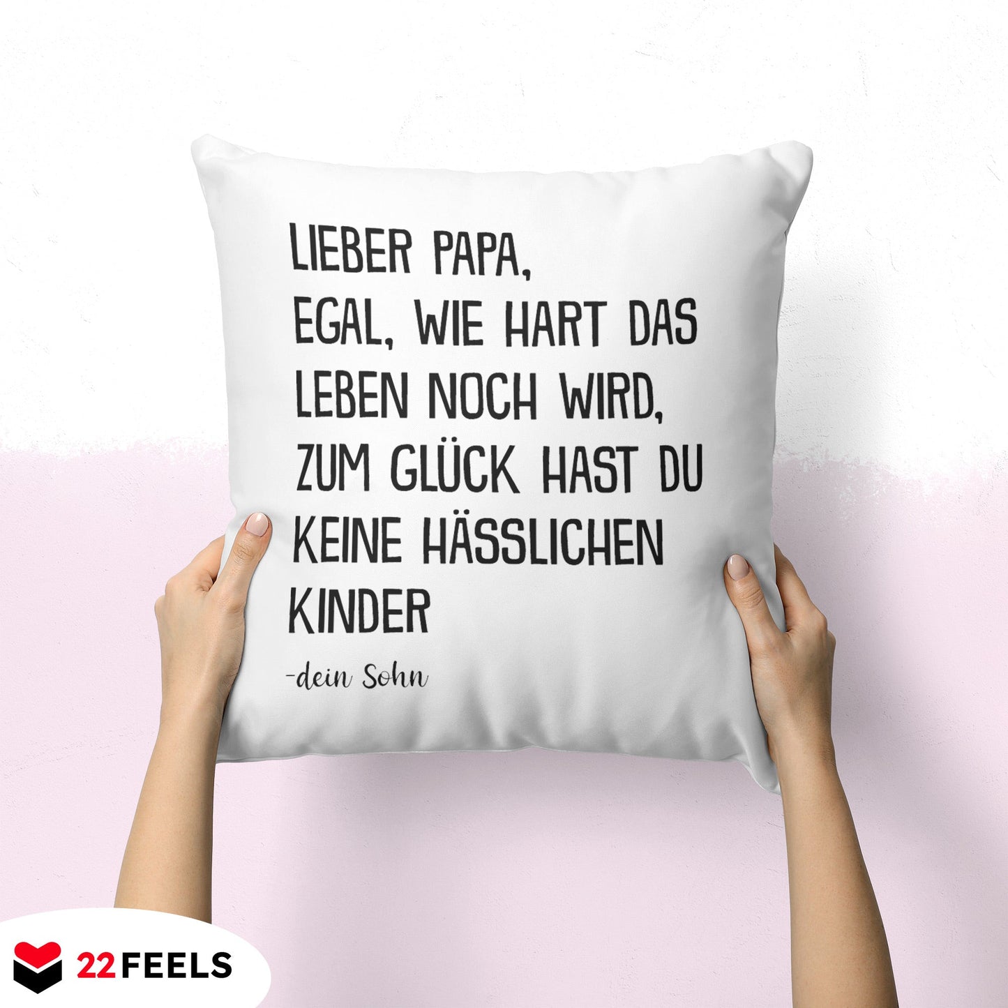 22Feels® Papa Geschenk von Sohn - Kissen mit Spruch (Weiss 40x40cm)-Kissen Weiss 40x40-22Feels