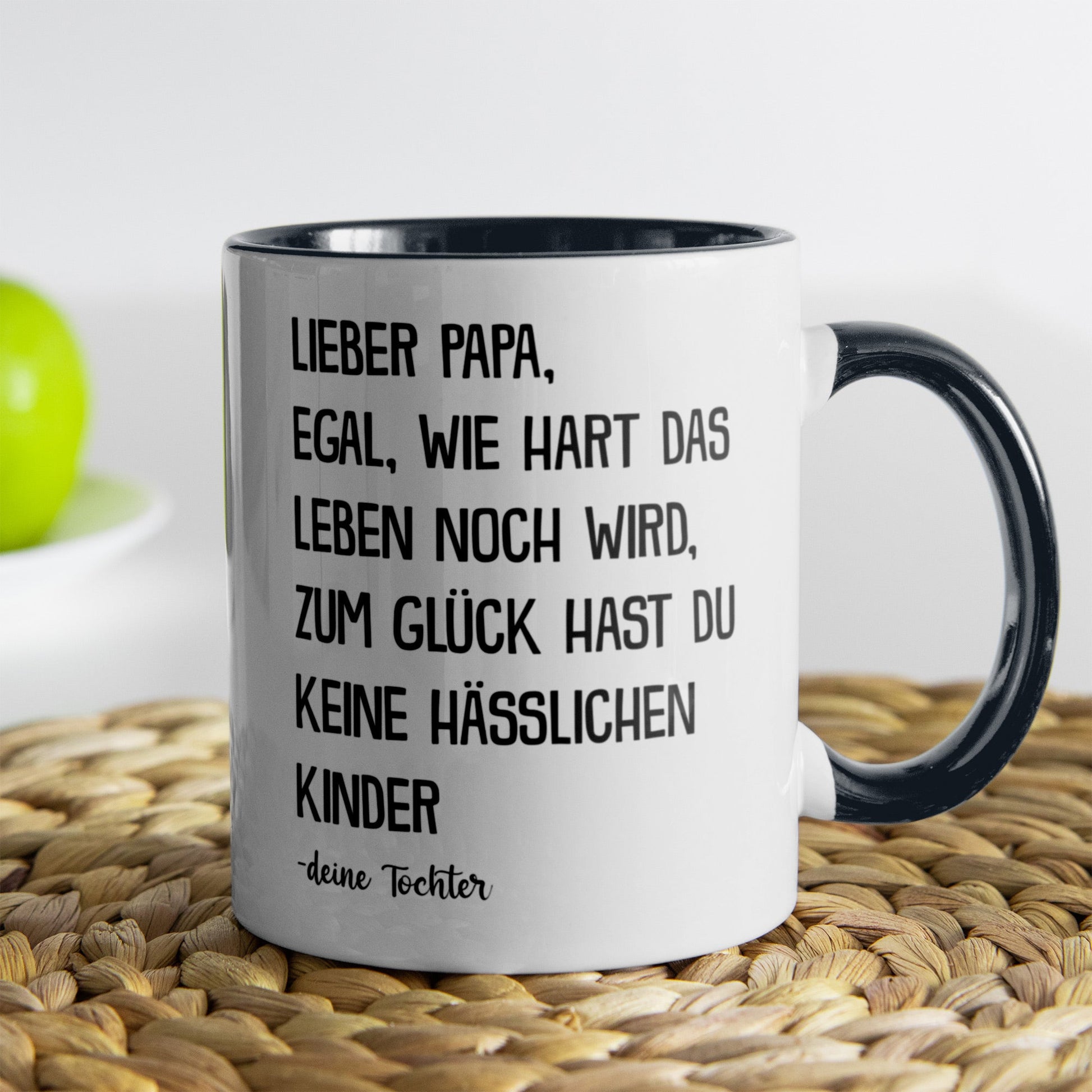 22Feels® Papa Geschenk von Tochter - Tasse mit Spruch (Weiss-Schwarz, 320ml)-TwoTone Tasse Weiss-Schwarz 320ml-22Feels