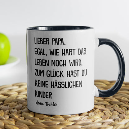 22Feels® Papa Geschenk von Tochter - Tasse mit Spruch (Weiss-Schwarz, 320ml)-TwoTone Tasse Weiss-Schwarz 320ml-22Feels
