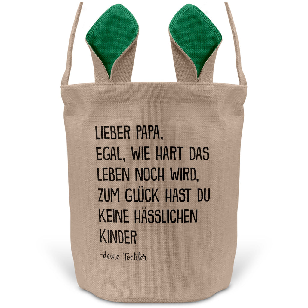 22Feels® Papa Osterkorb von Tochter Vater mit Henkel Ostergeschenk Tragetasche Ostern Deko Osternest Körbchen Hasenohren (Beige/Grün)-Ostern Tragetasche-22Feels