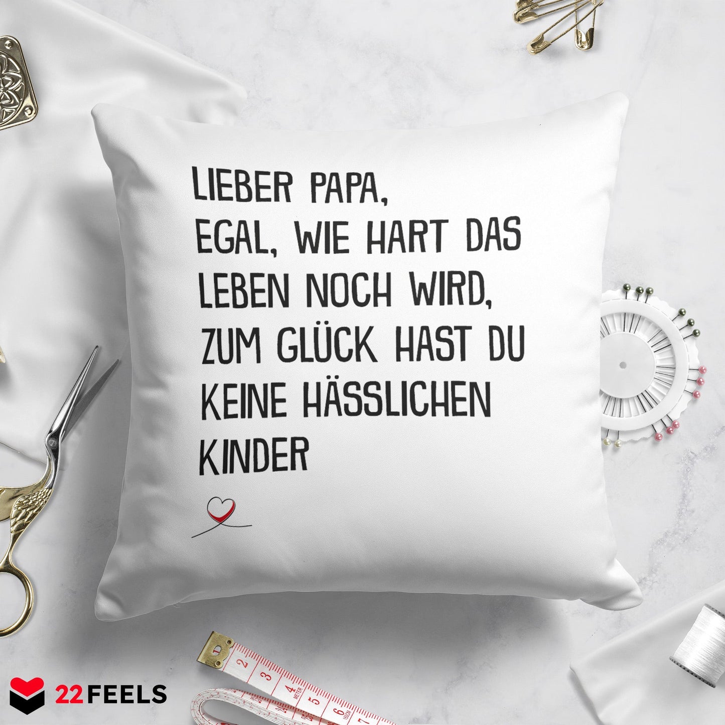 22Feels® Papa Geschenk - Kissen mit Spruch (Weiss 40x40cm)-Kissen Weiss 40x40-22Feels