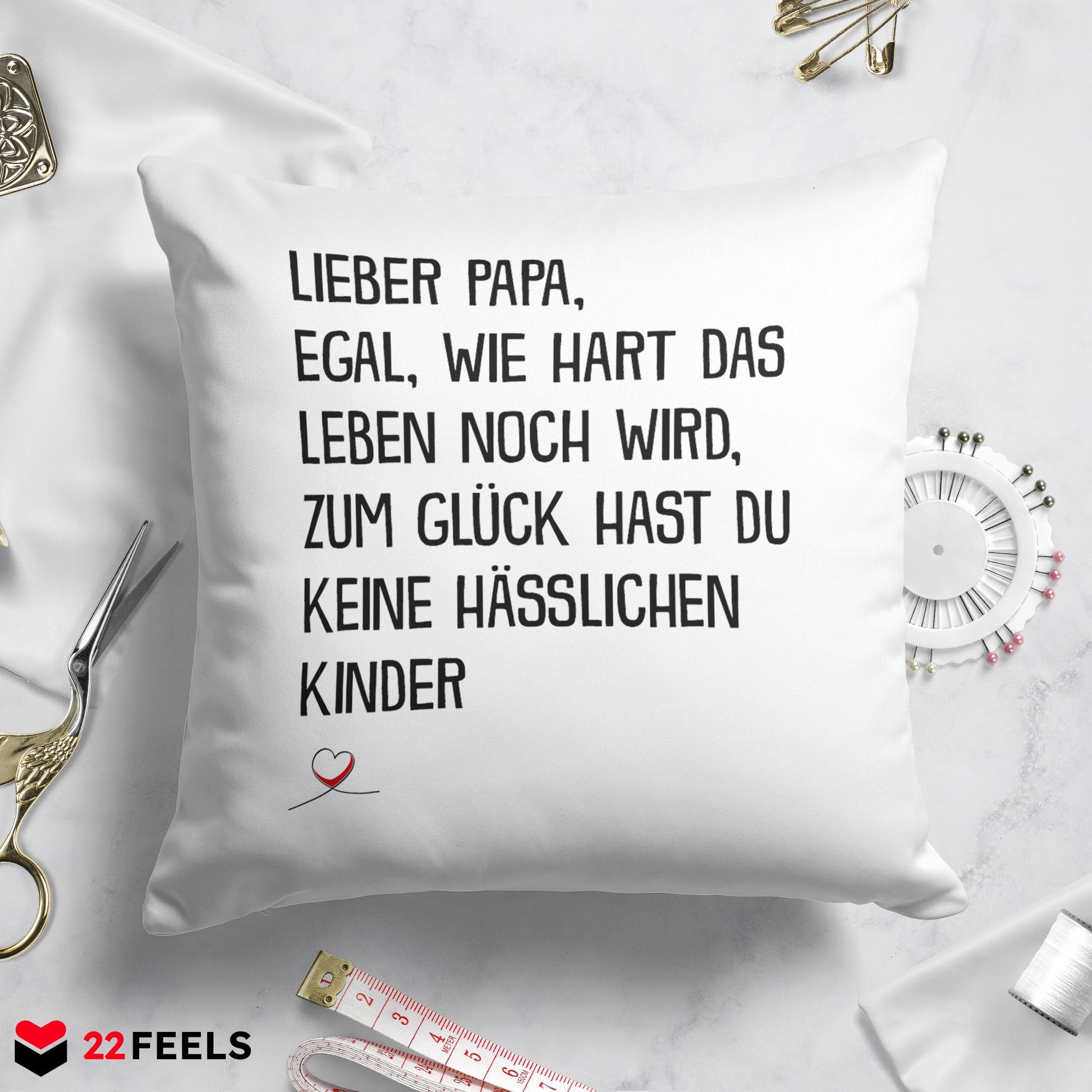 22Feels® Papa Geschenk - Kissen mit Spruch (Weiss 40x40cm)-Kissen Weiss 40x40-22Feels