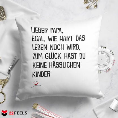 22Feels® Papa Geschenk - Kissen mit Spruch (Weiss 40x40cm)-Kissen Weiss 40x40-22Feels