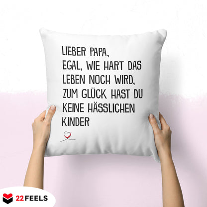 22Feels® Papa Geschenk - Kissen mit Spruch (Weiss 40x40cm)-Kissen Weiss 40x40-22Feels