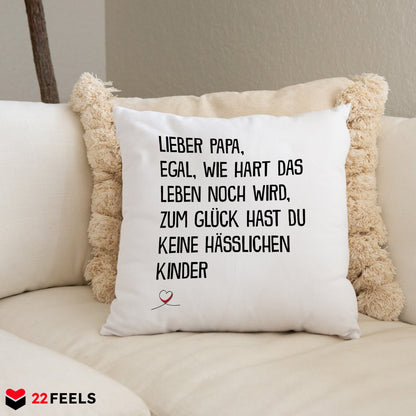 22Feels® Papa Geschenk - Kissen mit Spruch (Weiss 40x40cm)-Kissen Weiss 40x40-22Feels