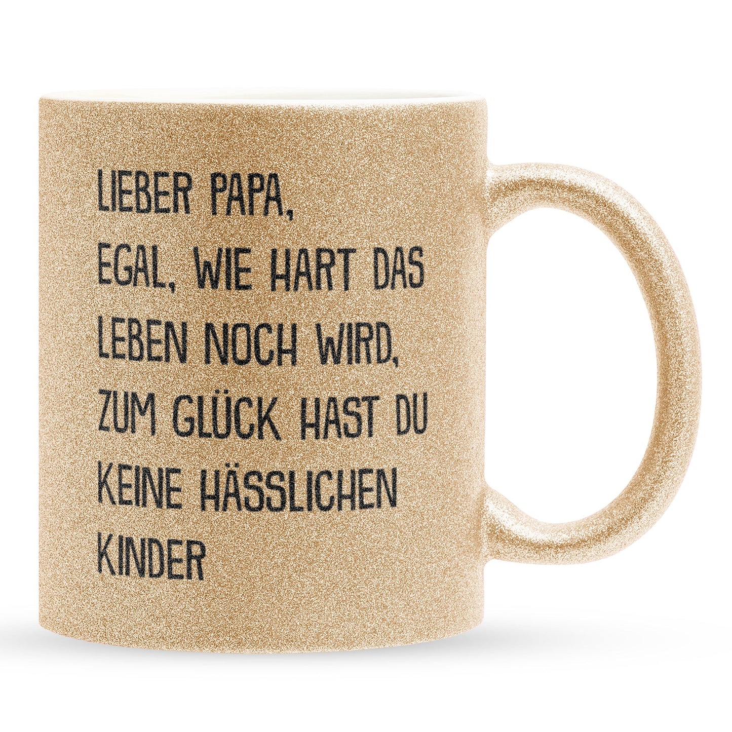 22Feels® Papa Geschenk - Glitzertasse mit Spruch (Gold, 320ml)-Glitzertasse Gold 320ml-22Feels