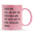 22Feels® Papa Geschenk - Glitzertasse mit Spruch (Pink, 320ml)-Glitzertasse Pink 320ml-22Feels