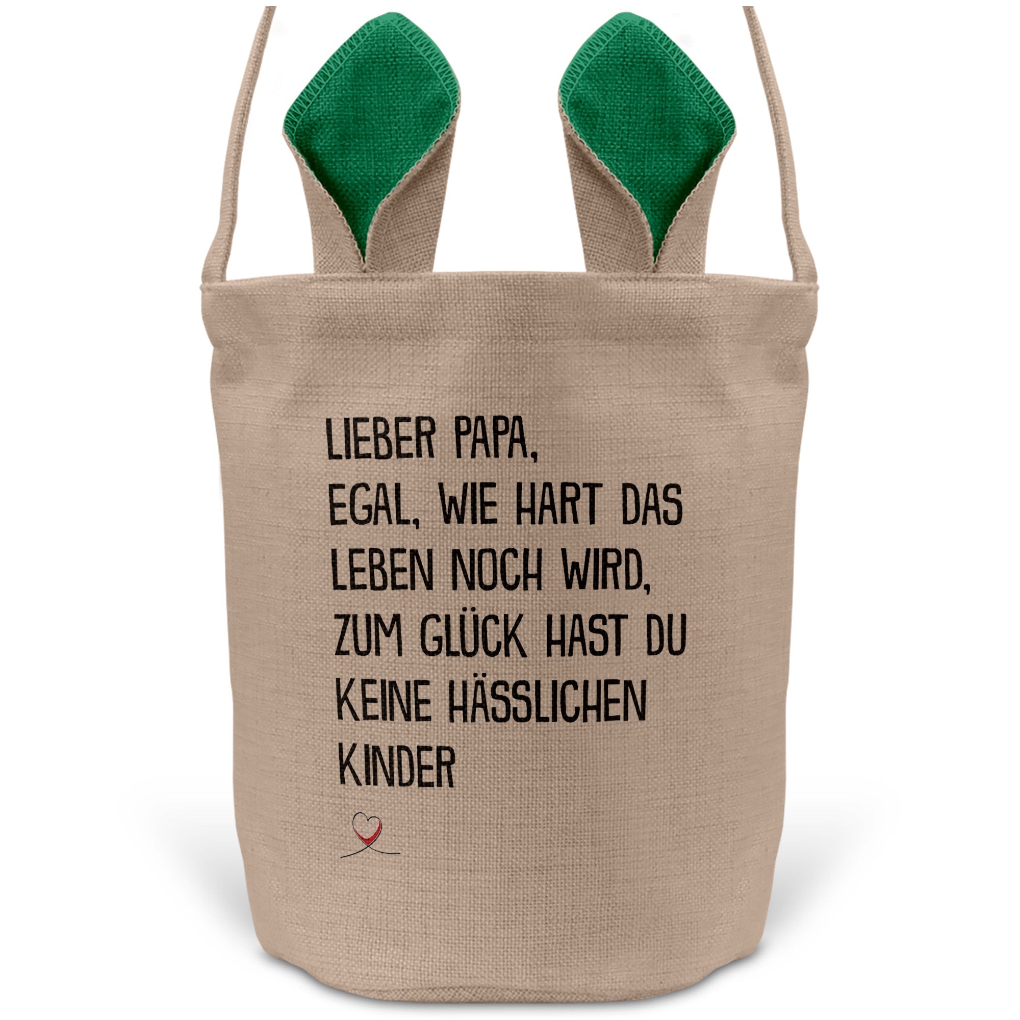 22Feels® Papa Osterkorb Vater mit Henkel Ostergeschenk Tragetasche Ostern Deko Osternest Körbchen Hasenohren (Beige/Grün)-Ostern Tragetasche-22Feels