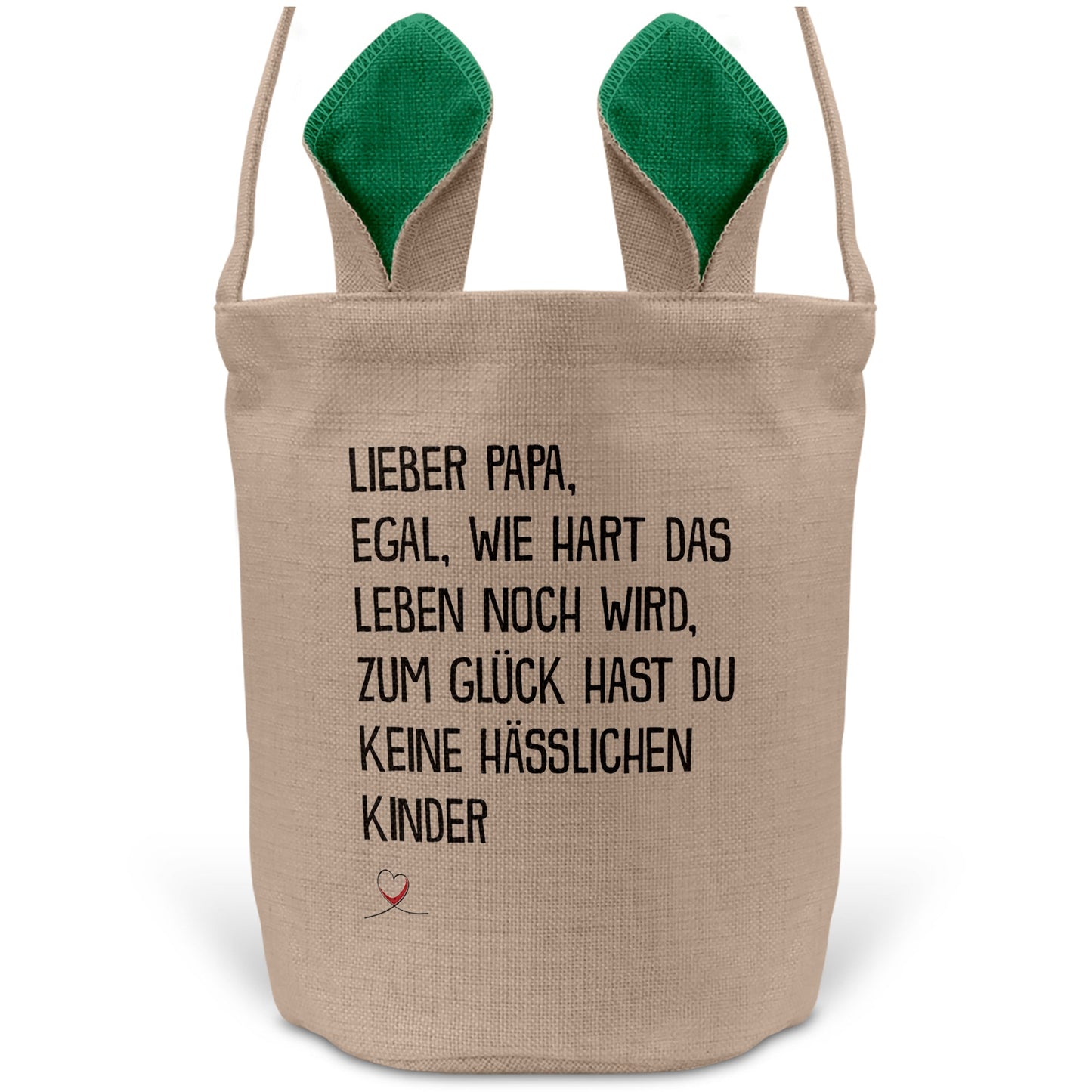 22Feels® Papa Osterkorb Vater mit Henkel Ostergeschenk Tragetasche Ostern Deko Osternest Körbchen Hasenohren (Beige/Grün)-Ostern Tragetasche-22Feels