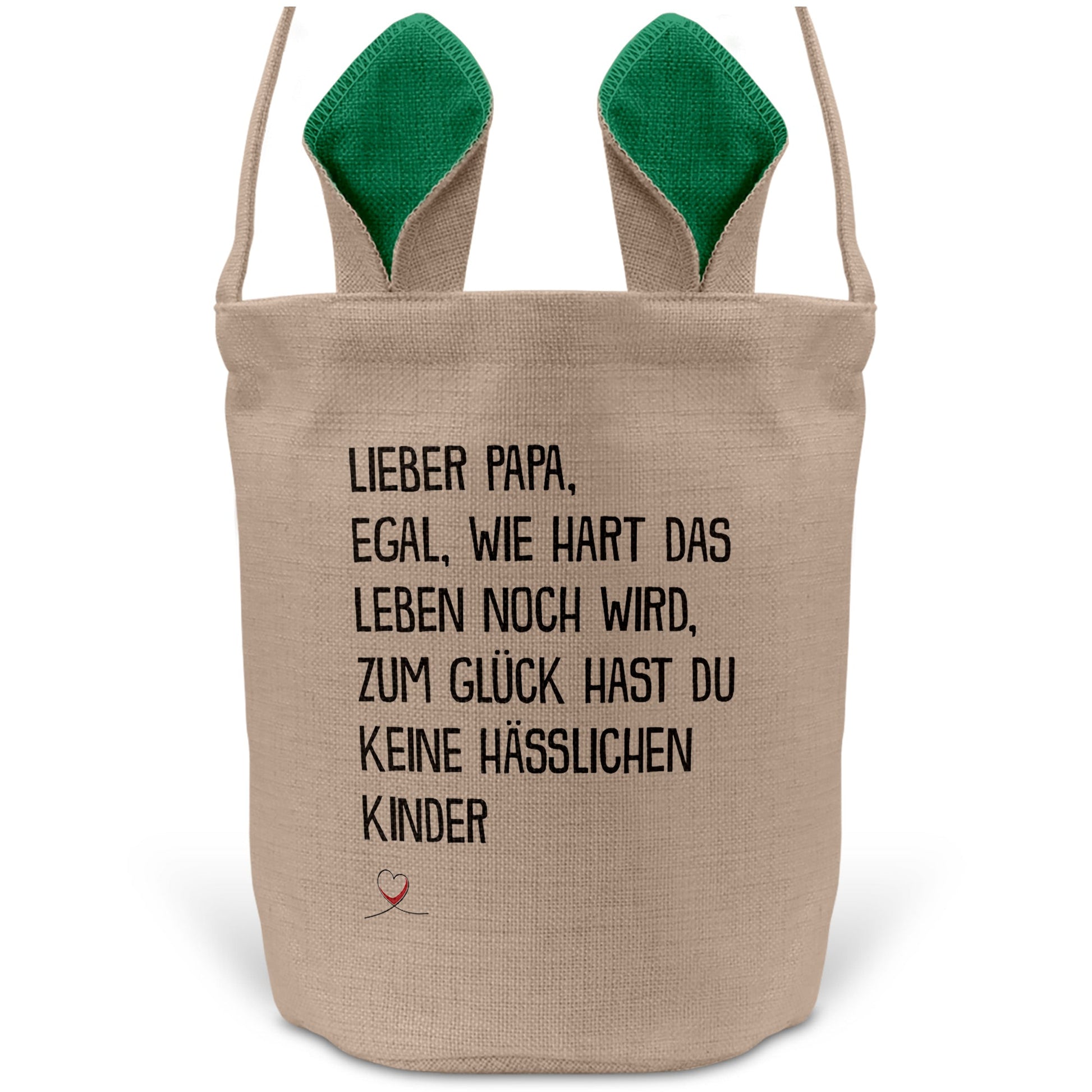 22Feels® Papa Osterkorb Vater mit Henkel Ostergeschenk Tragetasche Ostern Deko Osternest Körbchen Hasenohren (Beige/Grün)-Ostern Tragetasche-22Feels