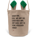 22Feels® Papa Osterkorb Vater mit Henkel Ostergeschenk Tragetasche Ostern Deko Osternest Körbchen Hasenohren (Beige/Grün)-Ostern Tragetasche-22Feels