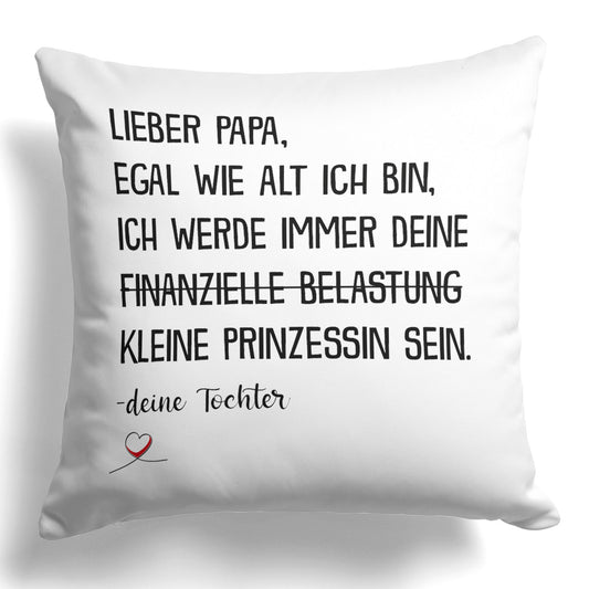 22Feels® Papa Geschenk von Tochter - Kissen mit Spruch (Weiss 40x40cm)-Kissen Weiss 40x40-22Feels