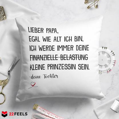 22Feels® Papa Geschenk von Tochter - Kissen mit Spruch (Weiss 40x40cm)-Kissen Weiss 40x40-22Feels