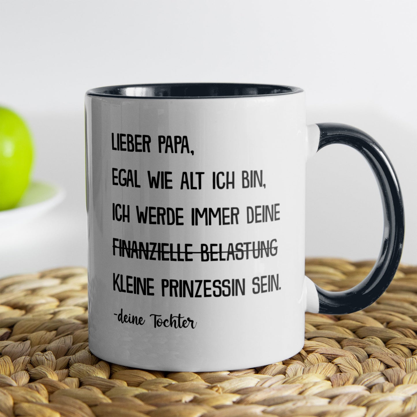 22Feels® Papa Geschenk von Tochter - Tasse mit Spruch (Weiss-Schwarz, 320ml)-TwoTone Tasse Weiss-Schwarz 320ml-22Feels