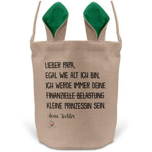 22Feels® Papa Osterkorb von Tochter Vater mit Henkel Ostergeschenk Tragetasche Ostern Deko Osternest Körbchen Hasenohren (Beige/Grün)-Ostern Tragetasche-22Feels
