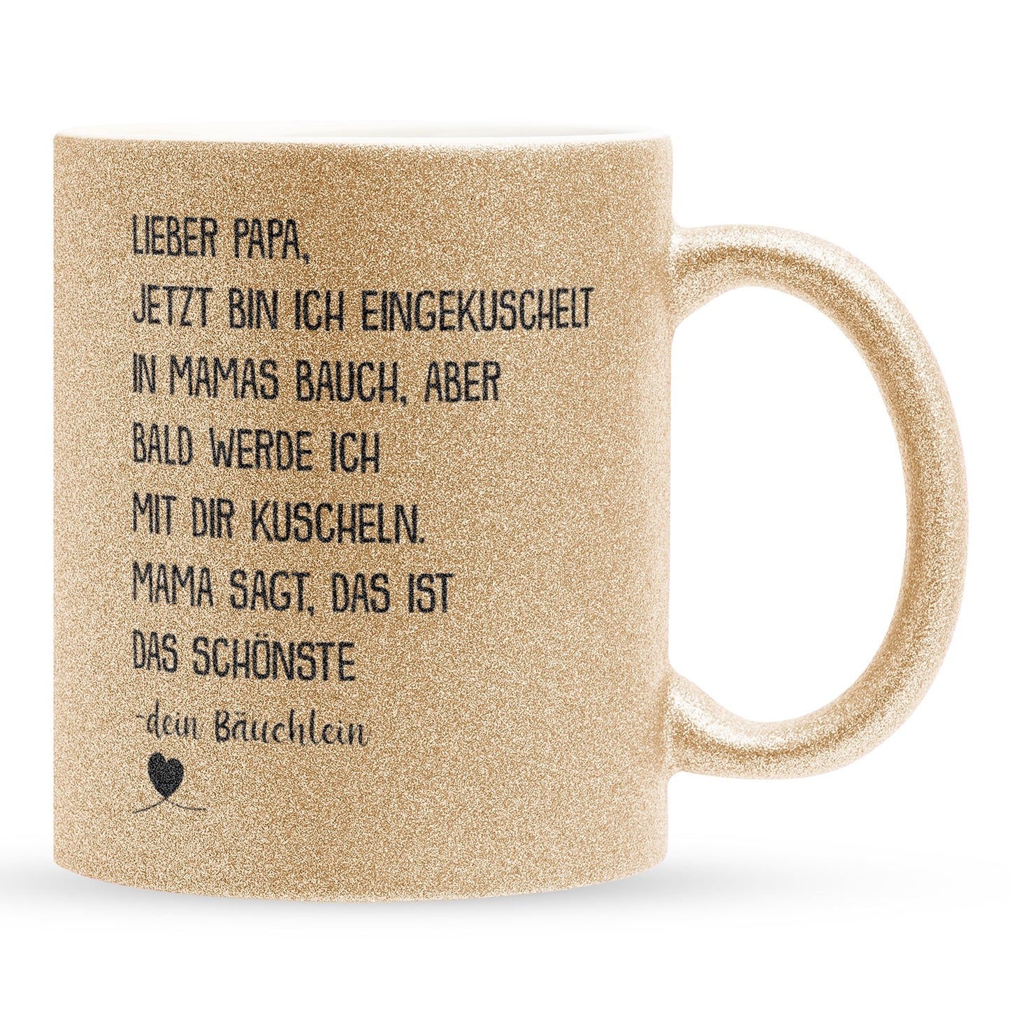 22Feels® Geschenk für Werdende Väter zur Schwangerschaft - Du Wirst Papa Glitzertasse mit Spruch (Gold, 320ml)-Glitzertasse Gold 320ml-22Feels