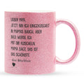 22Feels® Geschenk für Werdende Väter zur Schwangerschaft - Du Wirst Papa Glitzertasse mit Spruch (Pink, 320ml)-Glitzertasse Pink 320ml-22Feels