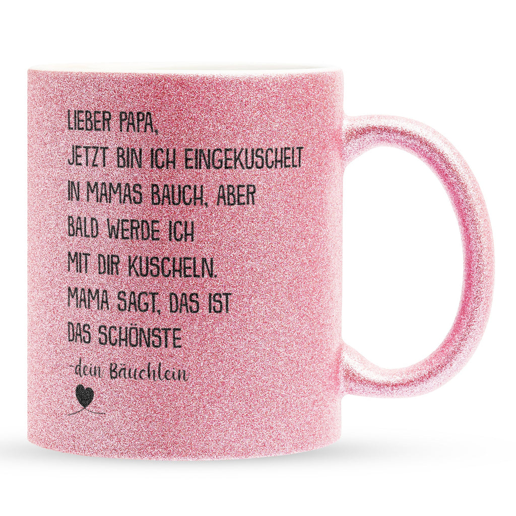 22Feels® Geschenk für Werdende Väter zur Schwangerschaft - Du Wirst Papa Glitzertasse mit Spruch (Pink, 320ml)-Glitzertasse Pink 320ml-22Feels