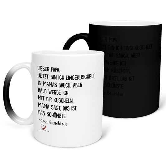 22Feels® Geschenk für Werdende Väter zur Schwangerschaft - Du Wirst Papa Zaubertasse mit Spruch (Matt-Schwarz und Weiss, 320ml)-Farbwechsel Tasse Matt 320ml-22Feels