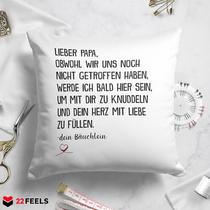 22Feels® Du Wirst Papa Männer Schwangerschaft Geschenk für werdende Väter - Kissen mit Spruch (Weiss 40x40cm)-Kissen Weiss 40x40-22Feels