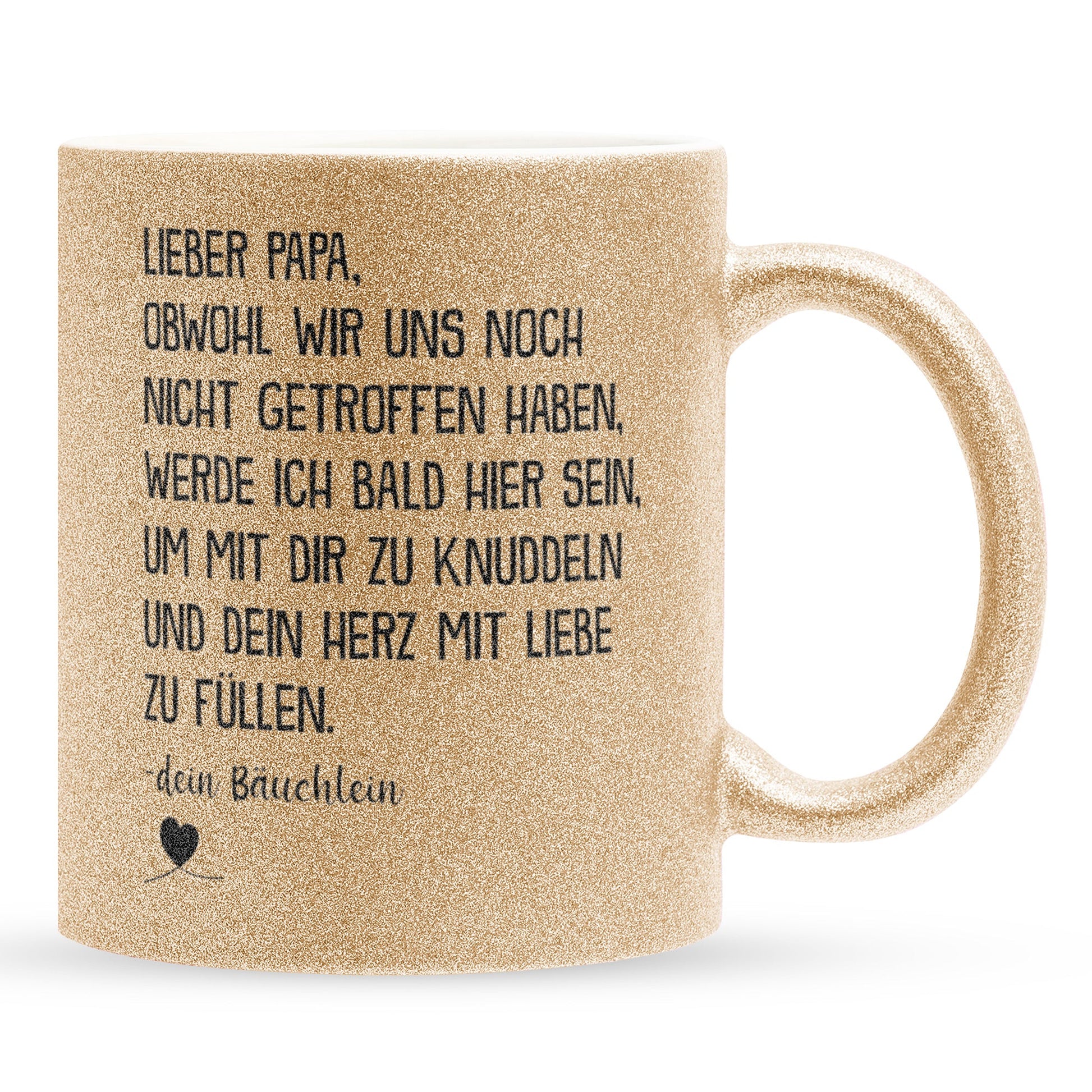 22Feels® Geschenk für Werdende Väter zur Schwangerschaft - Du Wirst Papa Glitzertasse mit Spruch (Gold, 320ml)-Glitzertasse Gold 320ml-22Feels