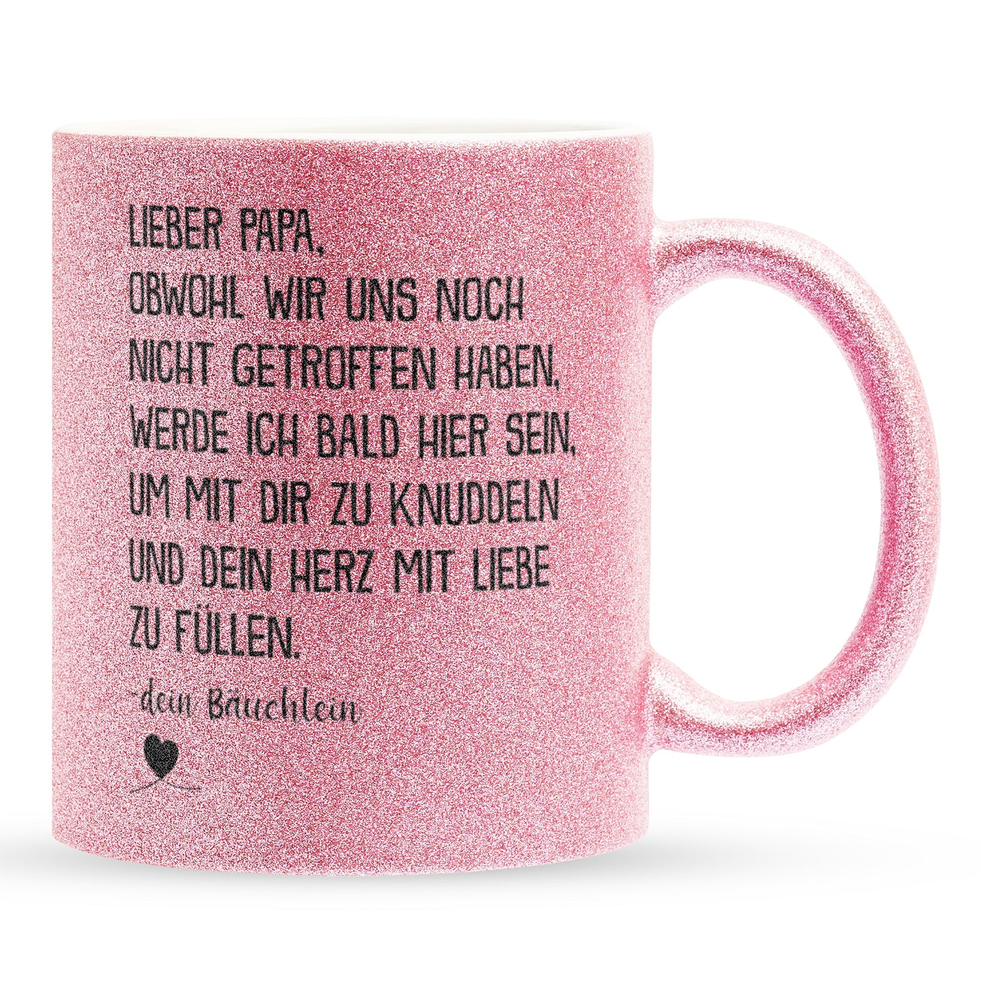 22Feels® Geschenk für Werdende Väter zur Schwangerschaft - Du Wirst Papa Glitzertasse mit Spruch (Pink, 320ml)-Glitzertasse Pink 320ml-22Feels