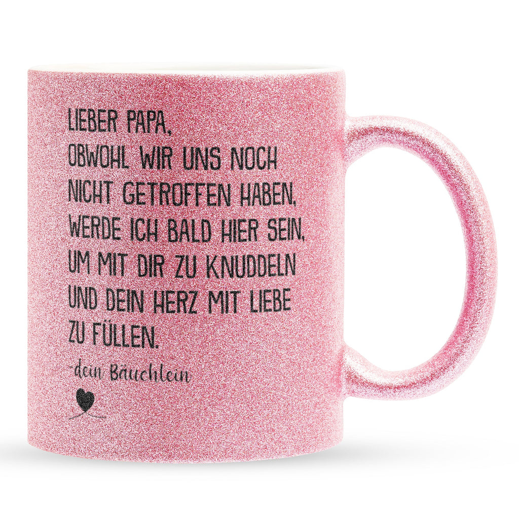 22Feels® Geschenk für Werdende Väter zur Schwangerschaft - Du Wirst Papa Glitzertasse mit Spruch (Pink, 320ml)-Glitzertasse Pink 320ml-22Feels