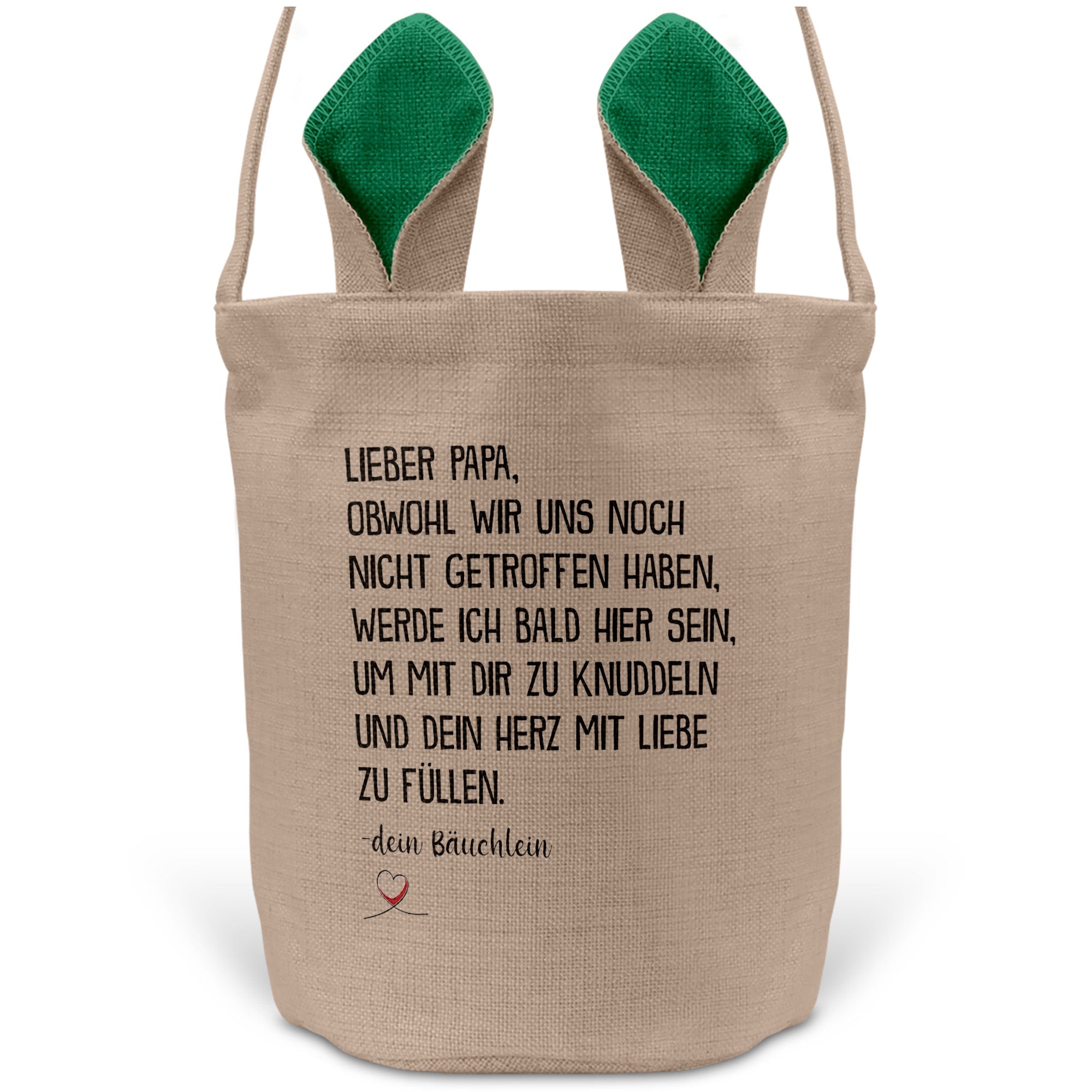 22Feels® Werdender Papa Schwangerschaft Ostern Osterkorb mit Henkel Ostergeschenk Tragetasche Ostern Deko Osternest Körbchen Hasenohren (Beige/Grün)-Ostern Tragetasche-22Feels