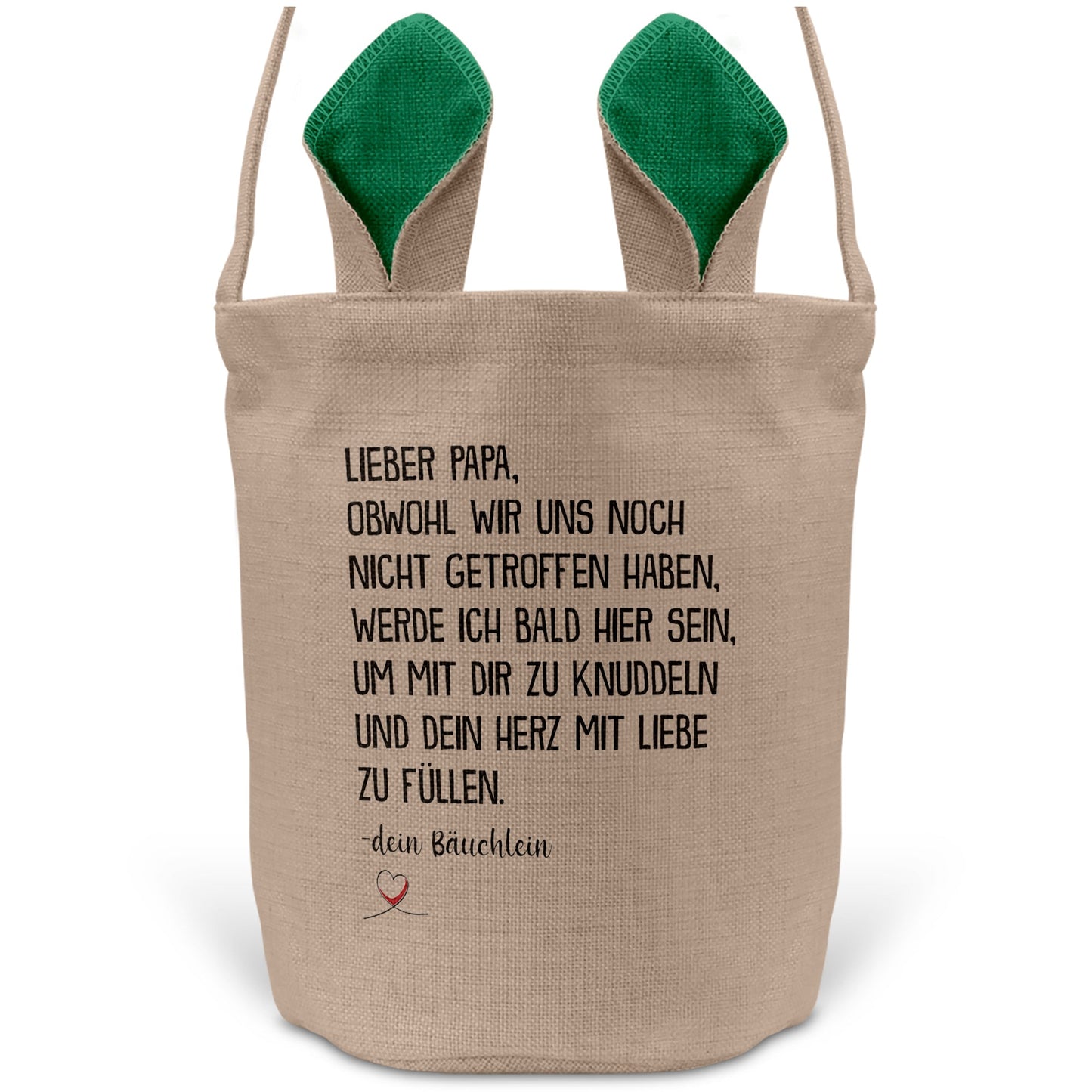 22Feels® Werdender Papa Schwangerschaft Ostern Osterkorb mit Henkel Ostergeschenk Tragetasche Ostern Deko Osternest Körbchen Hasenohren (Beige/Grün)-Ostern Tragetasche-22Feels