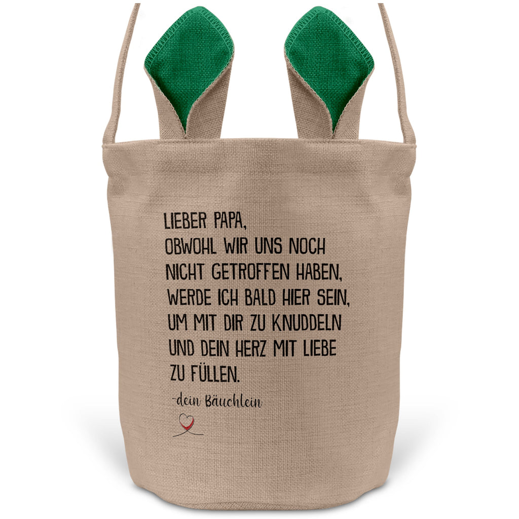 22Feels® Werdender Papa Schwangerschaft Ostern Osterkorb mit Henkel Ostergeschenk Tragetasche Ostern Deko Osternest Körbchen Hasenohren (Beige/Grün)-Ostern Tragetasche-22Feels