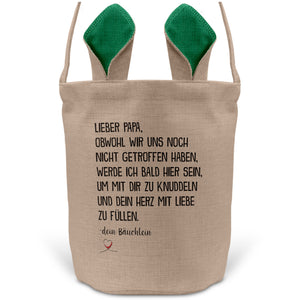 22Feels® Werdender Papa Schwangerschaft Ostern Osterkorb mit Henkel Ostergeschenk Tragetasche Ostern Deko Osternest Körbchen Hasenohren (Beige/Grün)-Ostern Tragetasche-22Feels