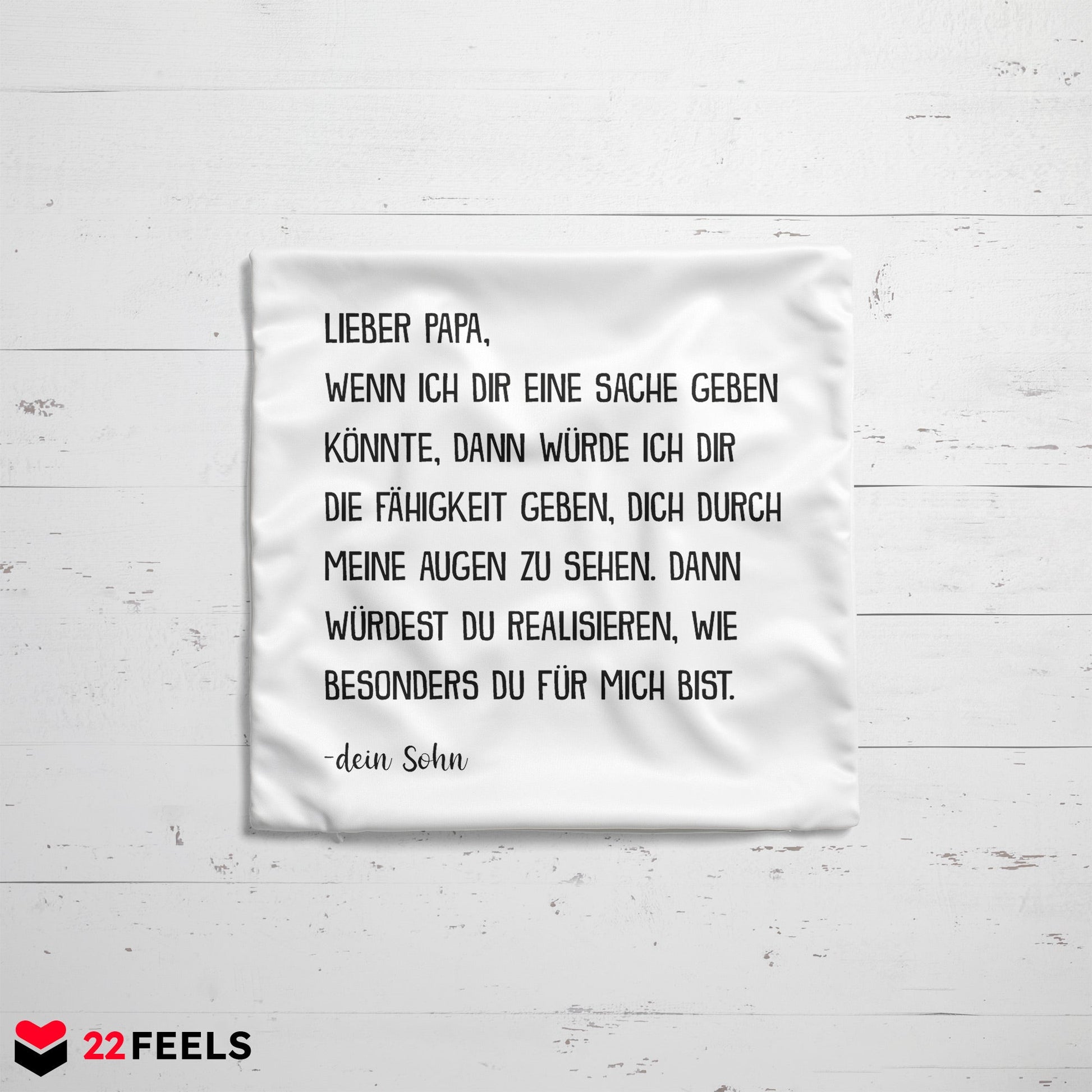 22Feels® Papa Geschenk von Sohn - Kissen mit Spruch (Weiss 40x40cm)-Kissen Weiss 40x40-22Feels