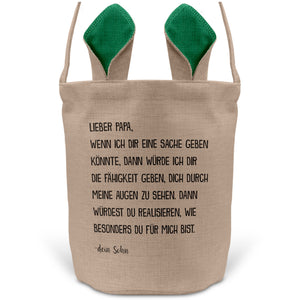 22Feels® Papa Osterkorb von Sohn Vater mit Henkel Ostergeschenk Tragetasche Ostern Deko Osternest Körbchen Hasenohren (Beige/Grün)-Ostern Tragetasche-22Feels