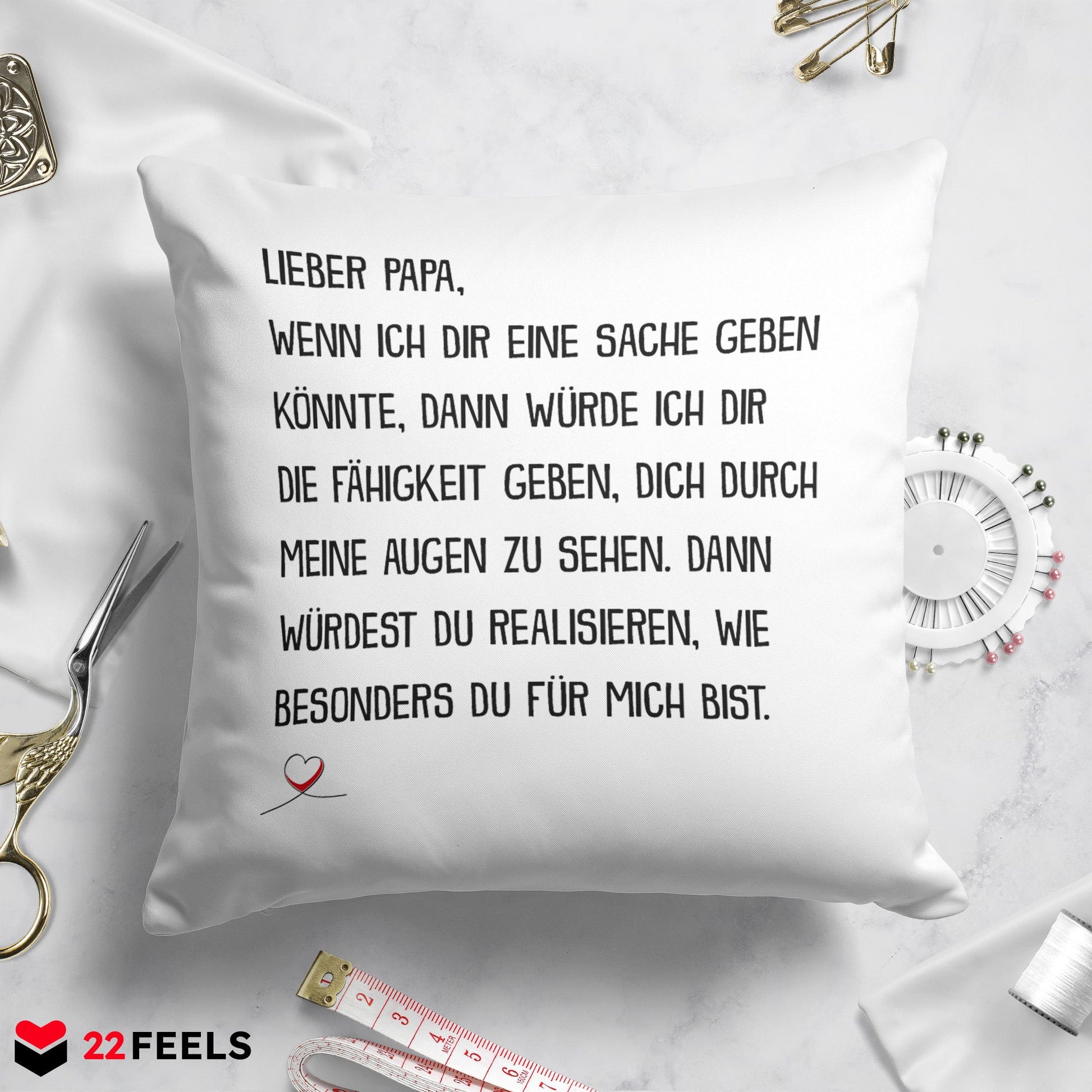 22Feels® Papa Geschenk - Kissen mit Spruch (Weiss 40x40cm)-Kissen Weiss 40x40-22Feels