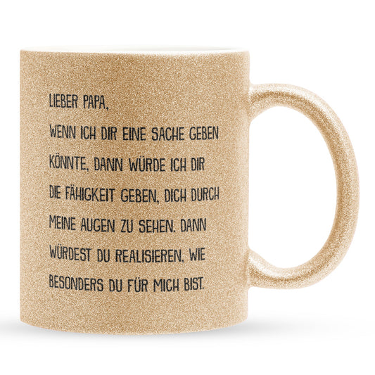22Feels® Papa Geschenk - Glitzertasse mit Spruch (Gold, 320ml)-Glitzertasse Gold 320ml-22Feels