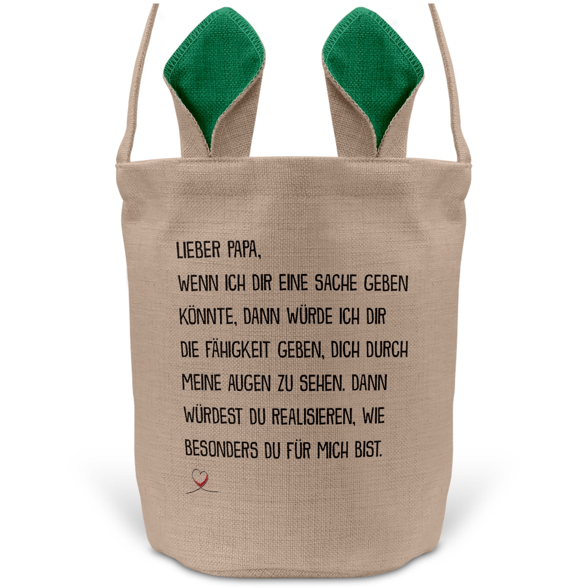 22Feels® Papa Osterkorb von Sohn Vater mit Henkel Ostergeschenk Tragetasche Ostern Deko Osternest Körbchen Hasenohren (Beige/Grün)-Ostern Tragetasche-22Feels