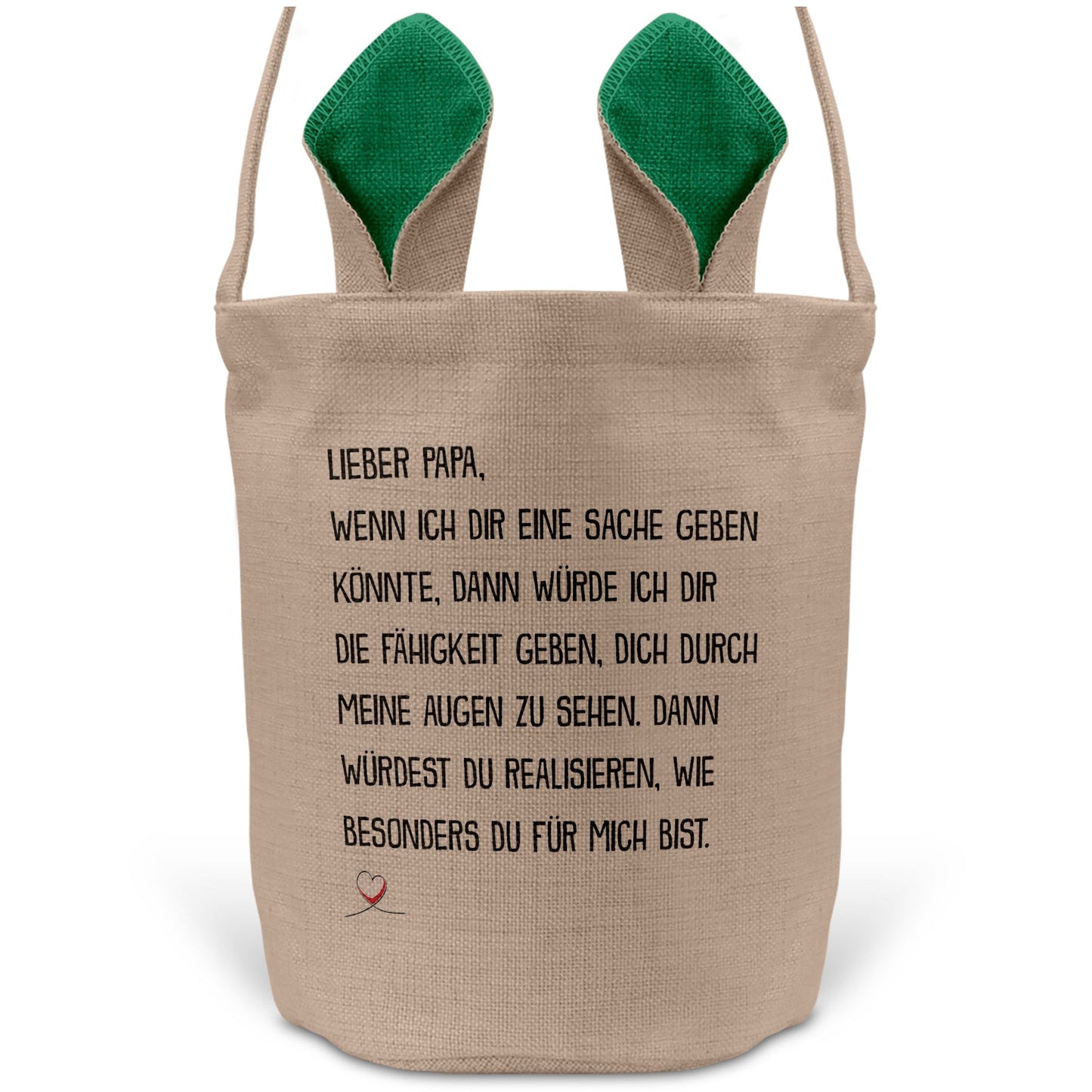22Feels® Papa Osterkorb von Sohn Vater mit Henkel Ostergeschenk Tragetasche Ostern Deko Osternest Körbchen Hasenohren (Beige/Grün)-Ostern Tragetasche-22Feels