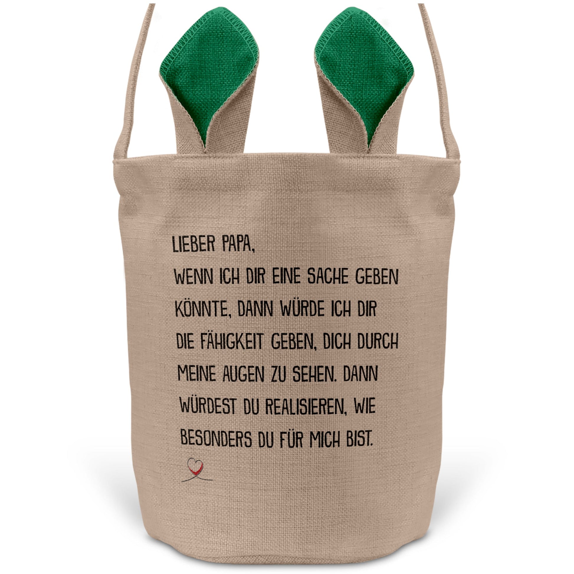 22Feels® Papa Osterkorb von Sohn Vater mit Henkel Ostergeschenk Tragetasche Ostern Deko Osternest Körbchen Hasenohren (Beige/Grün)-Ostern Tragetasche-22Feels