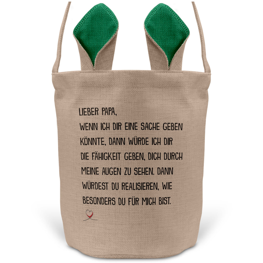 22Feels® Papa Osterkorb von Sohn Vater mit Henkel Ostergeschenk Tragetasche Ostern Deko Osternest Körbchen Hasenohren (Beige/Grün)-Ostern Tragetasche-22Feels