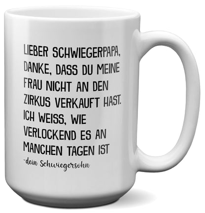 22Feels® Schwiegervater Geschenk von Schwiegersohn bzw. Bräutigam - XL Tasse mit Spruch (Weiss, 440ml)-Weisse XL Tasse 440ml-22Feels